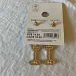 Gap : Pearl/ Gold Tone Champagne Glass Earrings- New Years Photo 3
