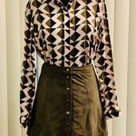 Abercrombie & Fitch green faux suede A-line skirt. Photo 3