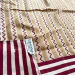 Calvin Klein  Red Tan Beige Vintage Silk Japan Multi Square Stripe Scarf With Tag Photo 3