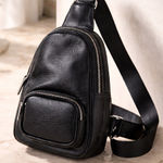 Sondra Roberts  Squared Black Leather Sling Backpack Crossbody Photo 0