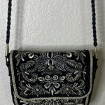 Chico's  Embroidered Black Gold Crossbody Purse Shoulder‎ Bag Going Out Travel Photo 0