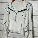 POL Marcy Half Zip Cropped Pullover Waffle Knit Sweatshirt White Size Medium Photo 8