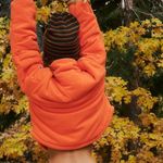 Free People FP MOVEMENT Neon Orange Puffer Fleece Jacket Cropped Insulated Sz L Photo 1