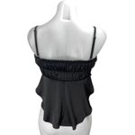 LIONESS Black Sleeveless Ruched Lace Trim Cami Camisole Tank Crop Top Size XS Photo 1