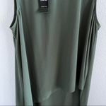 Bebe NWT  Woven Asymmetrical Green Maxi Tunic Top Exposed Zipper Medium Photo 3
