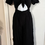 ASOS  black Puff Sleeve Tie Front Jumpsuit Size 00 Photo 0