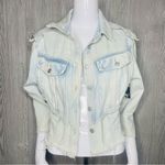 Boom Boom Jeans Nwt  denim light wash jacket cropped raw hem style medium unique Photo 6