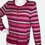 Talbots  Lambswool Blend Cardigan Sweater Shades of Pink Medium Petite fair isle Photo 3