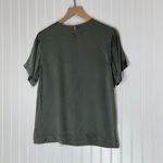 Paul Harris Design Silk Blouse Small Sage Green Short Sleeve Minimalist Top Photo 2