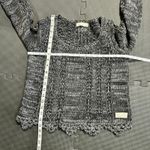 Odd Molly Black Open Knit Sweater Sz O Boho Cottagecore Crochet Hem 100% Cotton Photo 11