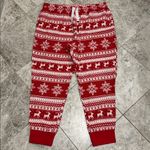 Old Navy Flannel Fair Isle Red Jogger PJ Pajama Pant NWOT Size L Photo 1