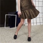 CREATURES OF COMFORT Bronze Metallic Mini Circle Skirt Skater Flared Large New‎ Gold Photo 6