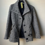 SOIA & KYO  black and white tweed belted pea Wool Blend Jacket Size Medium Coat Photo 0