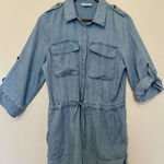 Blue Island  Romper Shortalls Women's Chambray Button Up Sleeves M Resort Beach‎ Photo 0