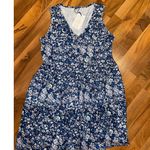 Womens Sleeveless Floral V Neck Casual Summer Sun Dress ruffle vacation NWT blue Size M Photo 0