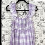 Main Strip Smocked upper bodice linen type woven material large print gingham plaid Photo 9