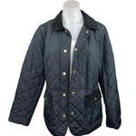 Charter Club Navy Corduroy Trim Snap Buttons Quilted Puffer Coat Jacket Sz M Photo 0