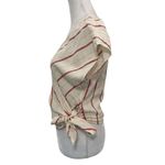 Madewell  Stripe V-Neck Wrap Side-Tie Blouse Top White Pink size Small Photo 3