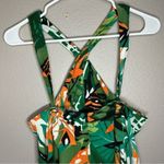 ZARA Trafaluc green tropical print criss cross halter neck romper size small Photo 5