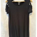 Justify Black Dress with lace up shoulder caps Size L Photo 0