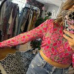 Misa  Acia Ana Capri Floral Long Sleeve Top Pink Size Large Photo 5
