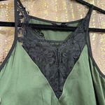 EXPRESS Olive Green Satin Black Lace Tank Top Camisole Small Photo 3