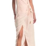 Vix Paula Hermanny Zoey Linen Midi Dress Nude Tan Wrap Style Women’s Size XS Photo 0