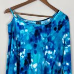 Clara Sun Woo Tunic Top Womens XL Blue Handkerchief Hem Cut Out Printed Artsy Photo 6