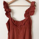 Farm Rio  XL Ruffle Strap Maxi Dress in Cinnamon Orange/Brown Photo 4