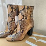 ZARA Leather Snake Print Heeled Boots Photo 3