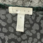 Leith  Women’s Black & Green Leopard Print V-Neck Bodysuit Size XL Photo 4