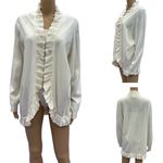 Drapers Studio Cream Acrylic Open Front Ruffle Cardigan Sweater Womens Large White Photo 1