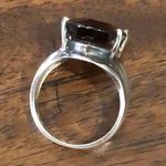 Sterling Silver Vintage Smokey Quartz Oval Faceted Cocktail Ring Size 6 Photo 13