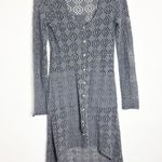 Free People Beach Love Song Crochet Duster Cardigan Size XS Gray Button Front Photo 2