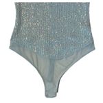 Free People INTIMATELY Sparks Fly Iridescent Light Baby Blue Sequin Bodysuit XS Photo 3