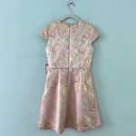 Vince Camuto NWT Blush Pink Metallic Jacquard Satin Split Neck Fit & Flare Dress Photo 2
