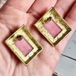 Givenchy Vintage Pink Square Stone Post-Back Earrings Photo 5