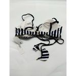 Anne cole NWD Studio Navy Blue Striped Smocked Bikini Top Women’s Size Large Photo 2