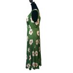 Mes Amies Green Floral Print Pleated Midi Dress Women Size 8 Garden Party Satin Photo 5