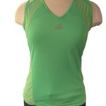  Women's Neon Green Sleeveless Sporty Top with grey adidas logo size S Photo 1