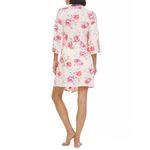 Flora Nikrooz Alisha Floral Short Wrap Tie Lounge Robe Pink White Size Small Photo 2