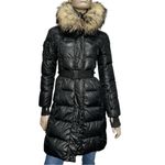 SAM. Women’s XS Black Infinity Fur Trim Hooded Belted 3/4 Length Puffer Jacket Photo 1