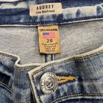 True Religion Audrey Slim Boyfriend Distresed Gold Sequin Inset Jeans Size 26 Blue Photo 7