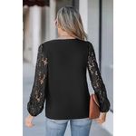 Cupshe Lace Sleeve Blouse Scalloped V Neck Elegant Top Shirt‎ Photo 1