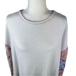 Impressions  White Knit Floral Sleeved Top Size L Photo 1