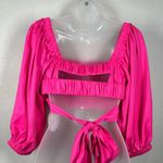SheIn  Vacay Pink Tie Back /Off Shoulder Cropped Top Size Medium Photo 3