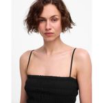 Madewell Petite Poplin Smocked Maxi Dress Jet Black Minimalist Cotton XXS NWT Photo 4