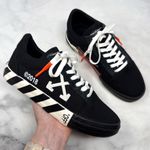 Off-White NEW  Vulc Vulcanized Lace Up Canvas Suede Low Top Sneaker Shoe Black 37 Photo 0