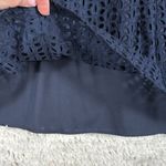 CeCe Cynthia Steffe Claiborne Eyelet A Line Dress Navy Blue Size 8 Preppy Mini Photo 5