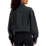 INC International Concepts Charcoal Leopard Print Denim Jacket M Black Size M Photo 1